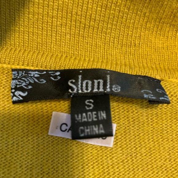 Slonl Cowl Neck Sweater Mustard Yellow Ribbed Knit Top Small - Picture 2 of 5